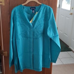 NWT.  Demin&Co Cotton Button Front Tunic